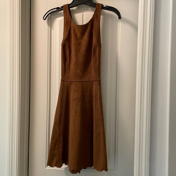 COPY - Express Brown Suede-like Skater dress - Picture 3 of 8